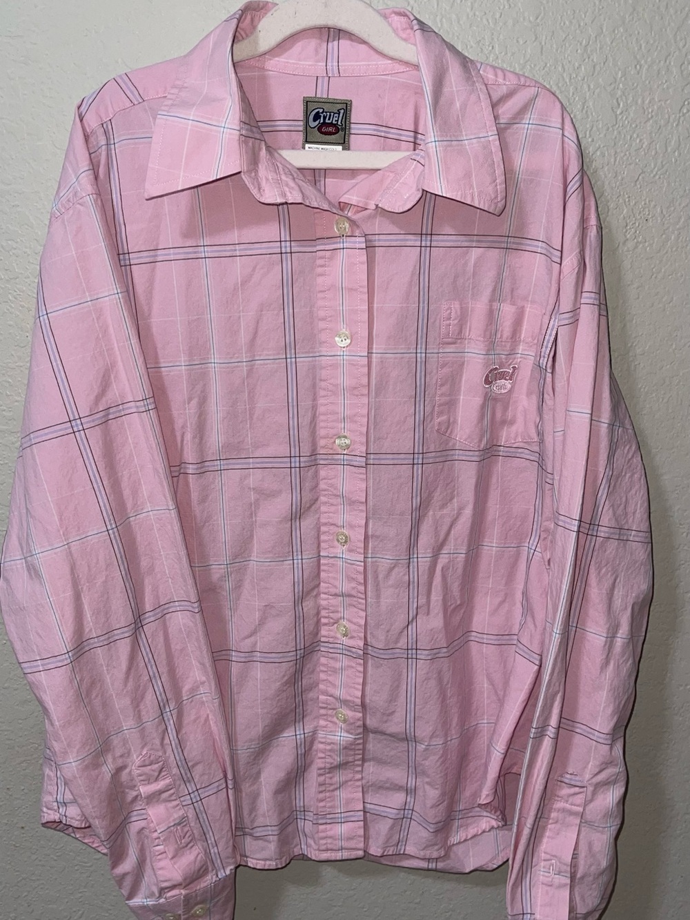Cruel Girl Pink Plaid Button-Down Shirt